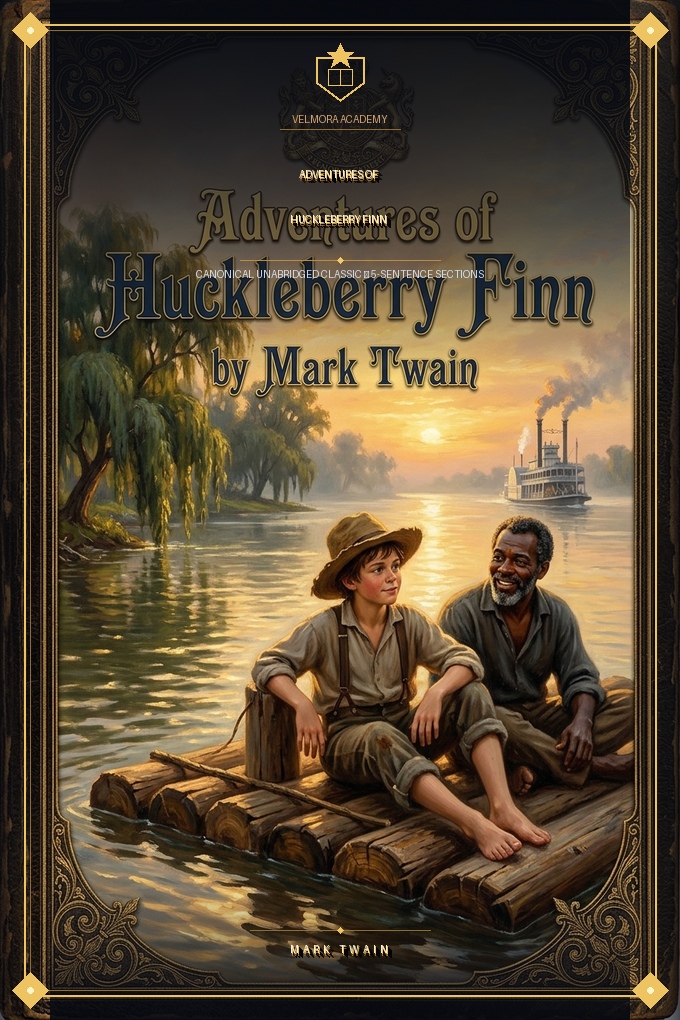 Bìa tác phẩm Adventures of Huckleberry Finn